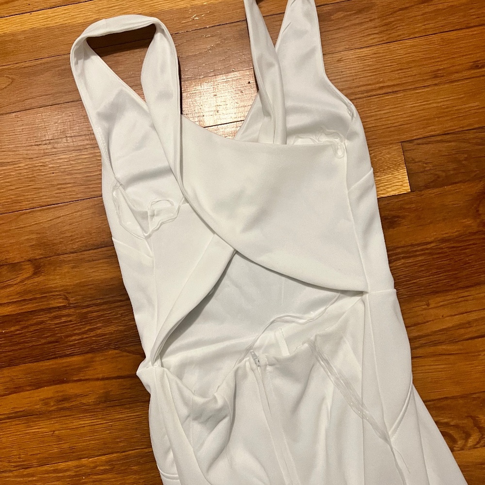 White open back pants jumpsuit